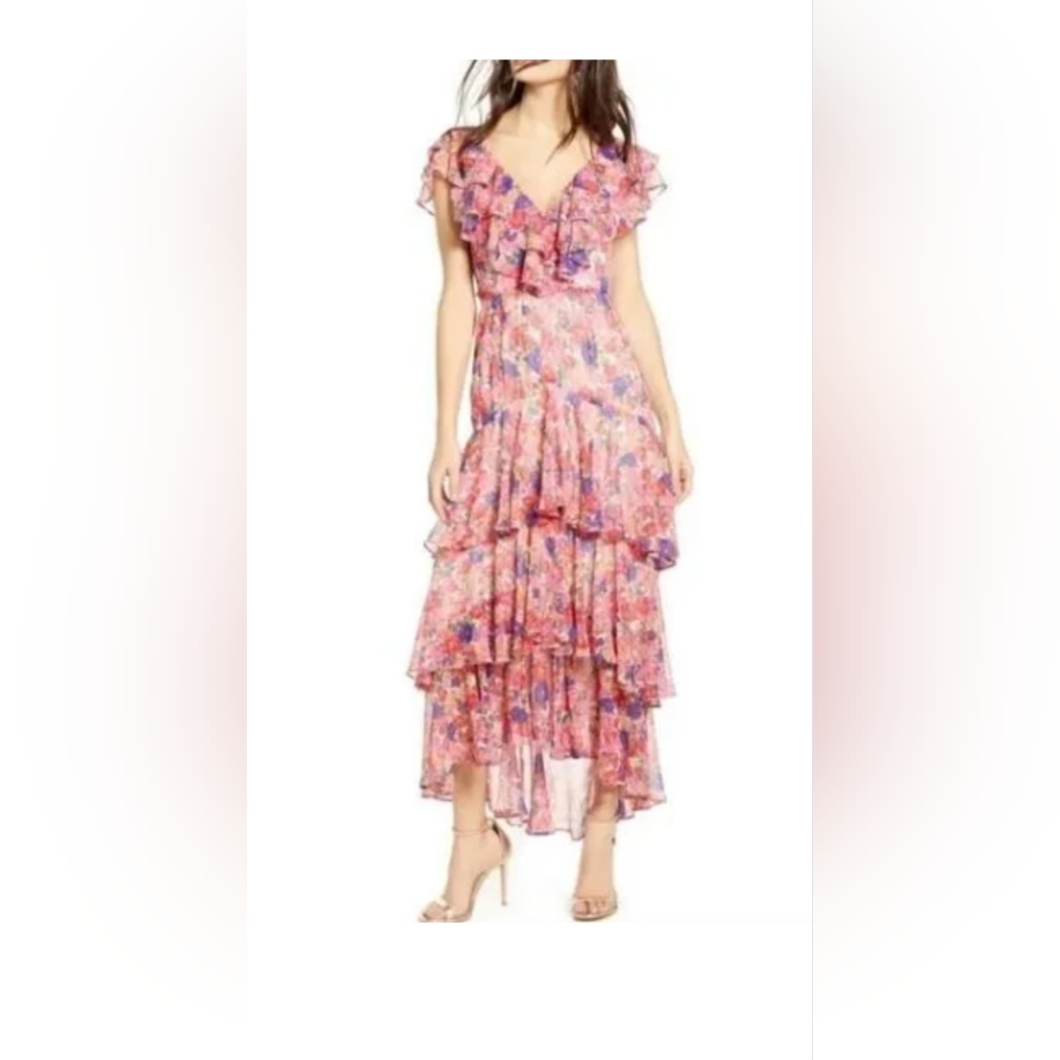 Wayf Chelsea Tiered Ruffle Maxi Dress Small Wedding Guest Dress